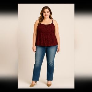 Lane Bryant Red & Black Contrast Top Plus Size 22 NWT